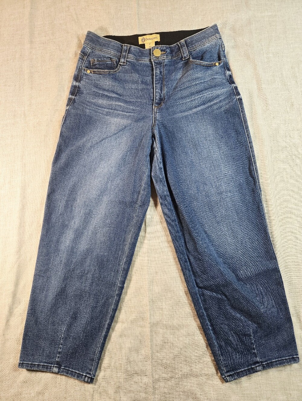 Democracy Ab Solution Women’s Size 8 High Rise Wide Leg Crop Jeans Medium Wash